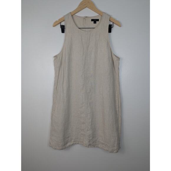 J.Crew Linen Button Back Sleeveless Shift Mini Dress - Picture 2 of 8